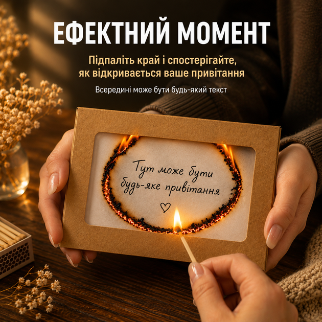 Открытка сгорающая 10,5*10,5 см коричневый, поздравление на праздник, с днем рождения - изображение 7