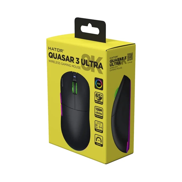 Мишка HATOR Quasar 3 ULTRA 8K Wireless Black (HTM770) - Фото 6 Мишка HATOR Quasar 3 ULTRA 8K Wireless Black (HTM770) - изображение 6