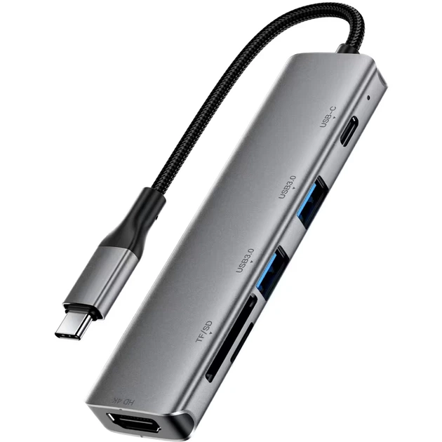 Док-станція USB3.0 Type-C --> HDMI4K@60Hz/2xUSB-A 3.0/TF/SD/USB-C 90W Hub 6-in-1 J18 Acefast - Фото 1 Док-станція USB3.0 Type-C --> HDMI4K@60Hz/2xUSB-A 3.0/TF/SD/USB-C 90W Hub 6-in-1 J18 Acefast - изображение 1