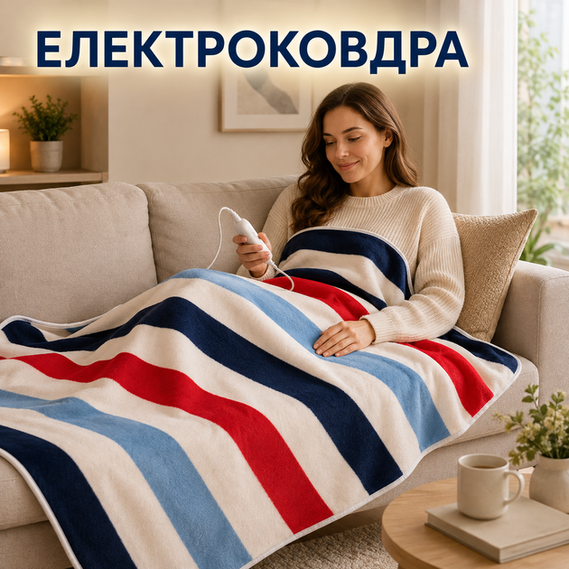Электроодеяло 150×180 см 130 Вт с пультом, электропростынь с 2 режимами нагрева для дома - изображение 8