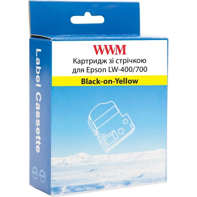 Лента для принтера этикеток WWM для Epson LW-400/700 6mm х 8m Black-on-Yellow (WWM-SC6Y) - изображение 2