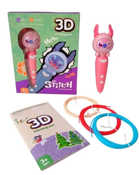 Бездротова 3D-ручка Стіч USB з трафаретами Рожева MIC - Фото 1 Бездротова 3D-ручка Стіч USB з трафаретами Рожева MIC - изображение 1