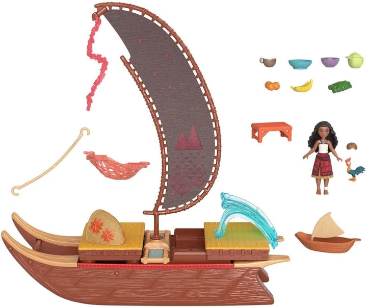 Игровой набор Mattel Disney Moana 2 Playset with Floating Adventure Canoe, мини кукла с аксессурами - изображение 2