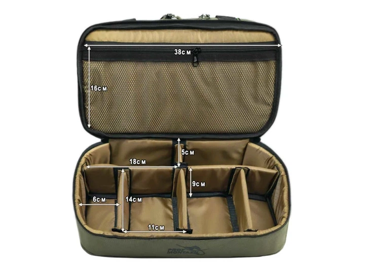 Подвійна сумка з повідочницею Multi-Bag Double для аксесуарів та годівниць 42х19х22см Хакі - зображення 6