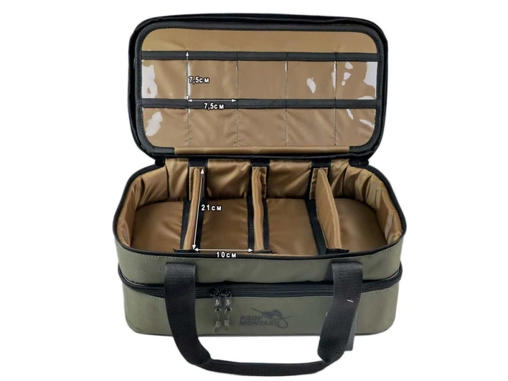 Подвійна сумка з повідочницею Multi-Bag Double для аксесуарів та годівниць 42х19х22см Хакі - зображення 7