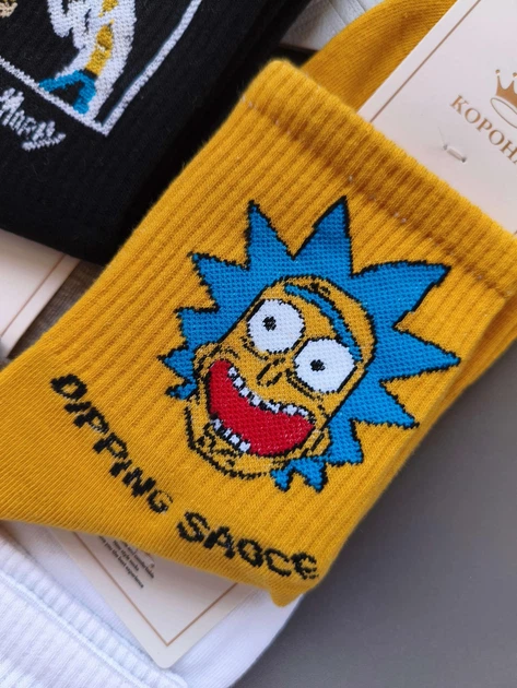 Набір 5 пар жіночі та підліткові високі шкарпетки з принтом Rick and Morty КОРОНА (р. 36-41, бавовна) - Фото 6 Набір 5 пар жіночі та підліткові високі шкарпетки з принтом Rick and Morty КОРОНА (р. 36-41, бавовна) - зображення 6