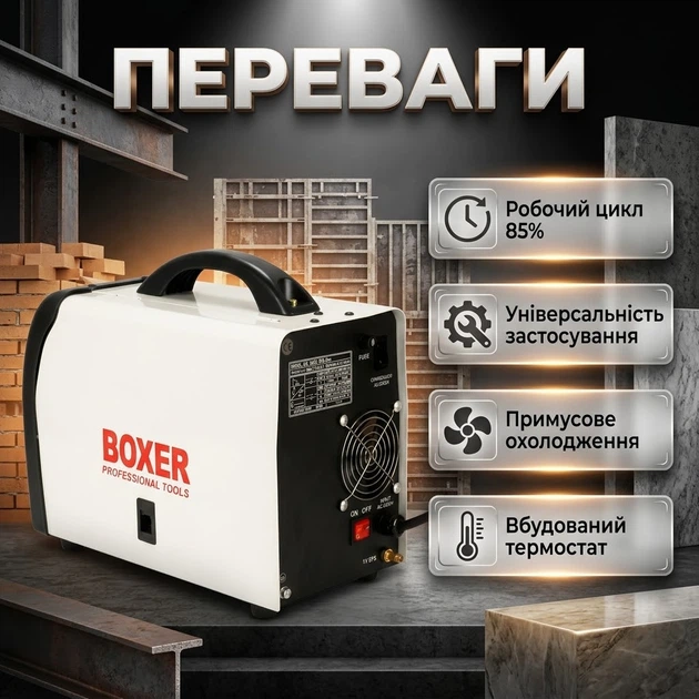 Інверторний напівавтомат зварювальний BOXER BX-3024 350А максимального струму, з подачею дроту 2,7–14,4 м/хв. - зображення 2