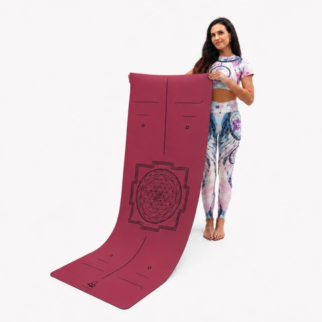 Коврик для йоги каучуковый Vimal Yantra Burgundy 185×68×0.4 см - изображение 5