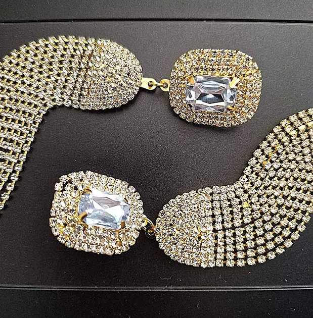 Женские сережки вечерняя бижутерия Длинные 13 см jewelry золотистые - изображение 2