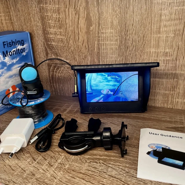 Подводная камера для рыбалки с цветным дисплеем Эхолот ИК-подсветка Fish Finder 15м, видеокамера для рыбалки с подсветкой и монитором - Фото 8 Подводная камера для рыбалки с цветным дисплеем Эхолот ИК-подсветка Fish Finder 15м, видеокамера для рыбалки с подсветкой и монитором - изображение 8