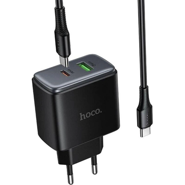 Сетевое зарядное устройство HOCO C158A Upgrade PD45W(1C1A) charger(EU) Black - Фото 5 Сетевое зарядное устройство HOCO C158A Upgrade PD45W(1C1A) charger(EU) Black - зображення 5