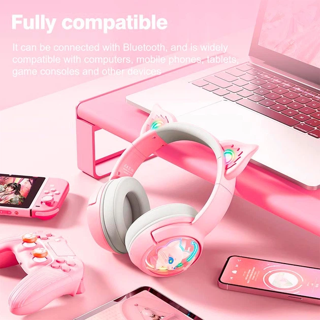 Наушники Onikuma Cat Ear Bluetooth Wireless Gaming Headset B5 |BT/AUX, Type-C, 55H, RGB| - изображение 3