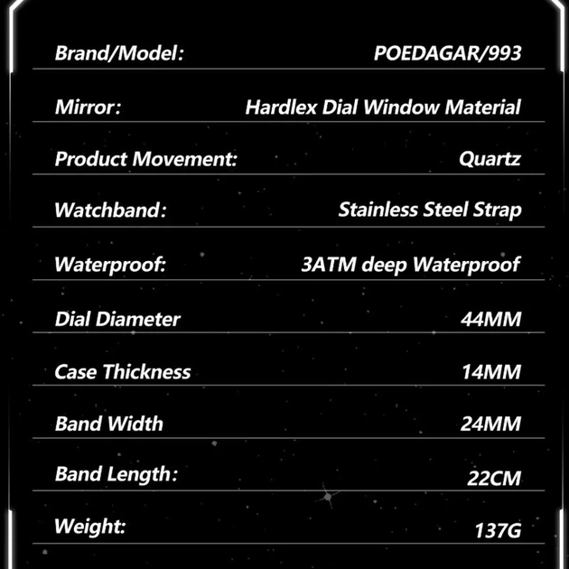 Наручний годинник Poedagar Dual Black - Фото 8 Наручний годинник Poedagar Dual Black - изображение 8