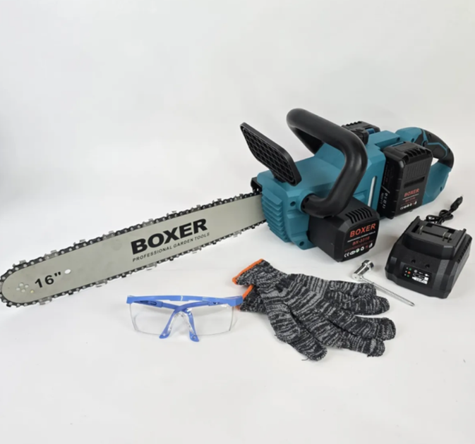 Аккумуляторная пила BOXER BX-3316 48 В 5 А·ч цепная беспроводная 40 см электропила 16 дюймов с 2 батареями бесщеточная 15 м/с для дерева веток дров сада автоматическая смазка натяжение - изображение 8