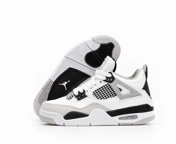 Кроссовки женские и мужские Ni Air Jord 4 White Black / Най аир Джорд 4 белые с черным высокие 37 - изображение 5