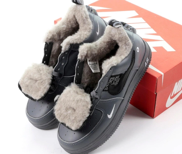 Кроссовки зимние мужские Ni Air Force 1 gray с мехом / кеды Най аир Форс 1 серые на меху 45 - Фото 2 Кроссовки зимние мужские Ni Air Force 1 gray с мехом / кеды Най аир Форс 1 серые на меху 45 - изображение 2