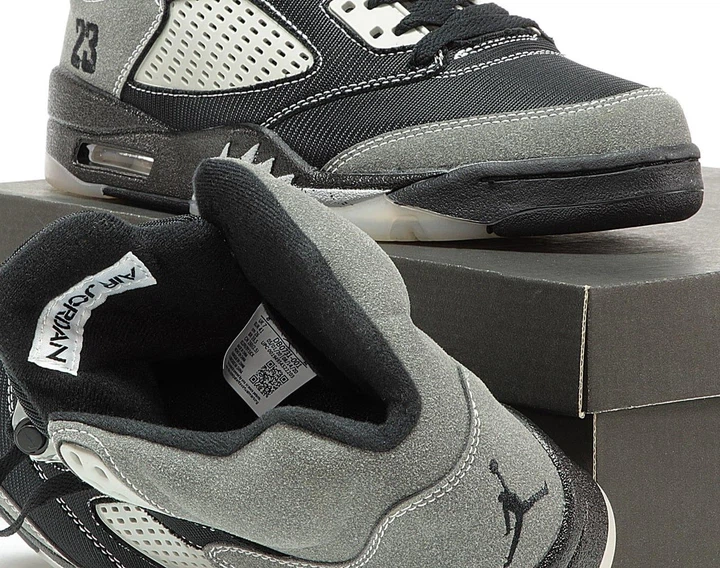 Кросівки чоловічі Ni Air Jord 5 Grey Black / Най аір Джор 5 сірі чорні високі 45 - Фото 8 Кросівки чоловічі Ni Air Jord 5 Grey Black / Най аір Джор 5 сірі чорні високі 45 - зображення 8