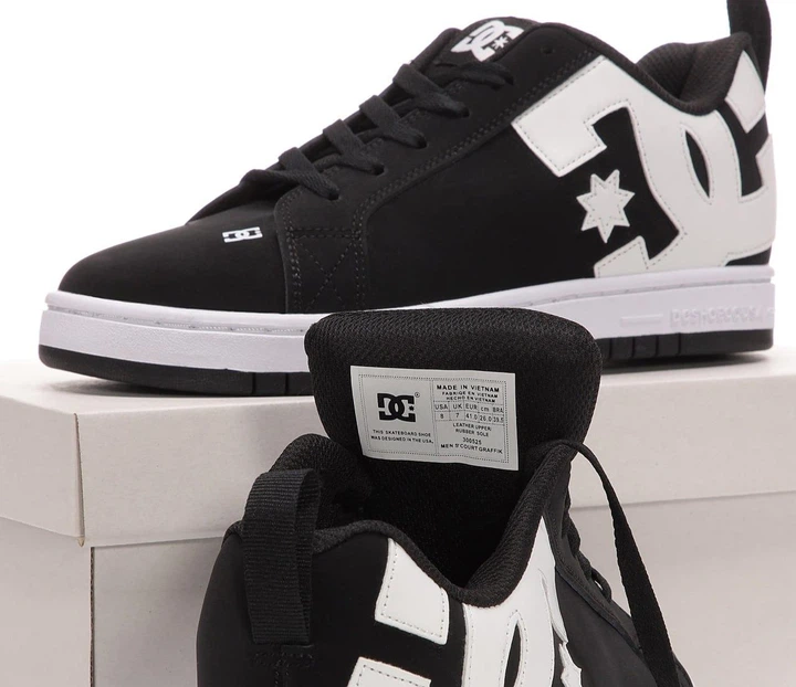 Кроссовки женские и мужские DC Shoes Court Graffik Black White / ДС Шуз черные с белым 44 - изображение 6