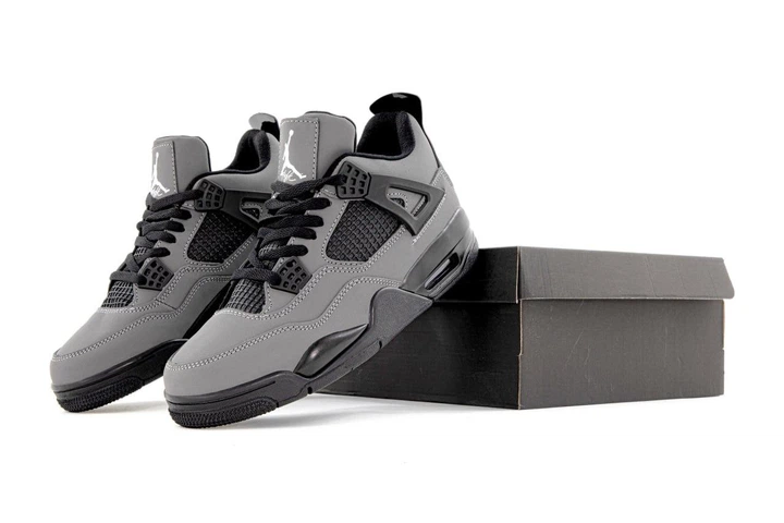 Кроссовки женские и мужские Ni Air Jord 4 Grey Black / кроссовки Най аир Джорд 4 серые с черным 37 - изображение 8
