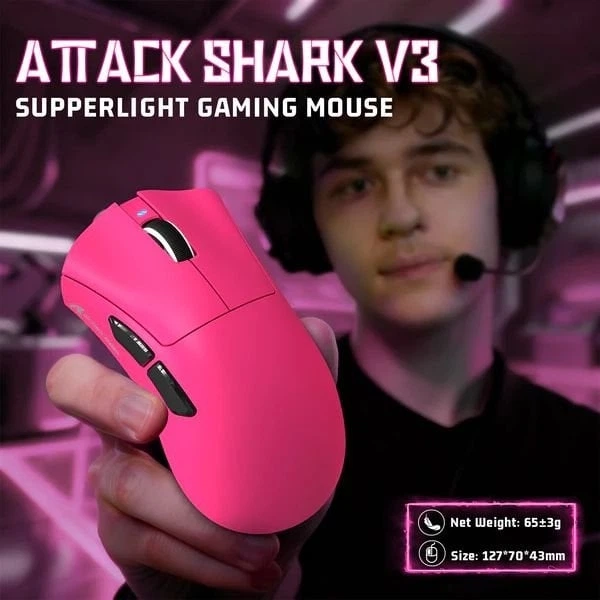 Мышь ATTACK SHARK V3 Wireless/Bluetooth/USB Red (AS-6972792472591-BR) - изображение 2