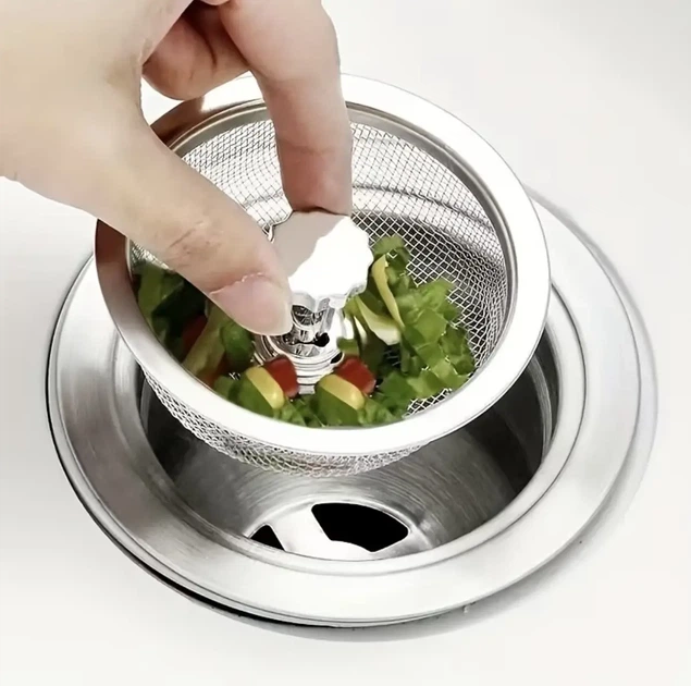 Сетчатый фильтр для кухонной мойки из нержавеющей стали с силиконовой основой 83 мм – улавливатель остатков пищи - изображение 3