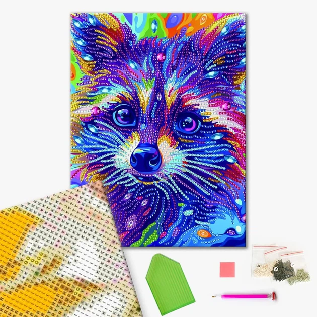 Алмазная мозаика Brushme Цветной енот, BH031 - Фото 3 Алмазная мозаика Brushme Цветной енот, BH031 - изображение 3