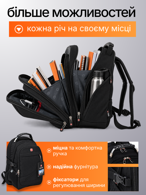 Міський рюкзак міцний SwissGear 33л водовідштовхувальний аудіопортом AUX і USB - Фото 2 Міський рюкзак міцний SwissGear 33л водовідштовхувальний аудіопортом AUX і USB - изображение 2