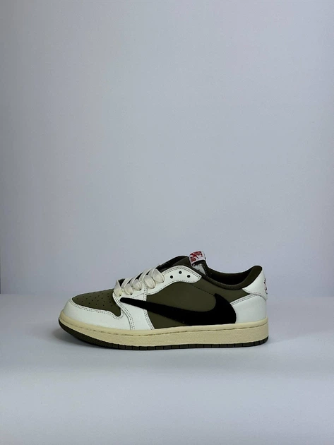 Кросівки жіночі Air Jordan 1 Retro Low OG SP Travis Scott Khaki White Black шкіра сітка текстиль 37р хакі з білим - Фото 5 Кросівки жіночі Air Jordan 1 Retro Low OG SP Travis Scott Khaki White Black шкіра сітка текстиль 37р хакі з білим - зображення 5