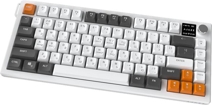 Клавиатура беспроводная Ajazz AF82 Wireless/Bluetooth/USB Gray/White/Orange (AF82-GWO) - изображение 3