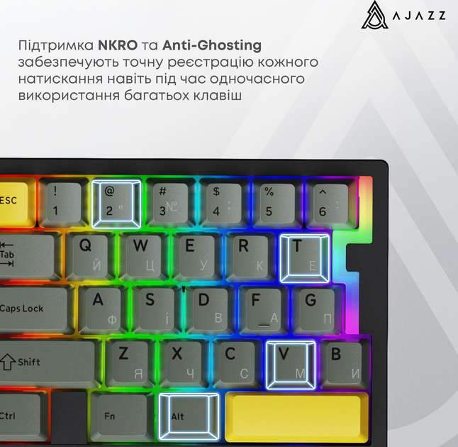 Клавиатура проводная Ajazz AK029 Ice Island Magnetic Switch USB Black/Yellow (AK029-I-BY) - Фото 11 Клавиатура проводная Ajazz AK029 Ice Island Magnetic Switch USB Black/Yellow (AK029-I-BY) - изображение 11