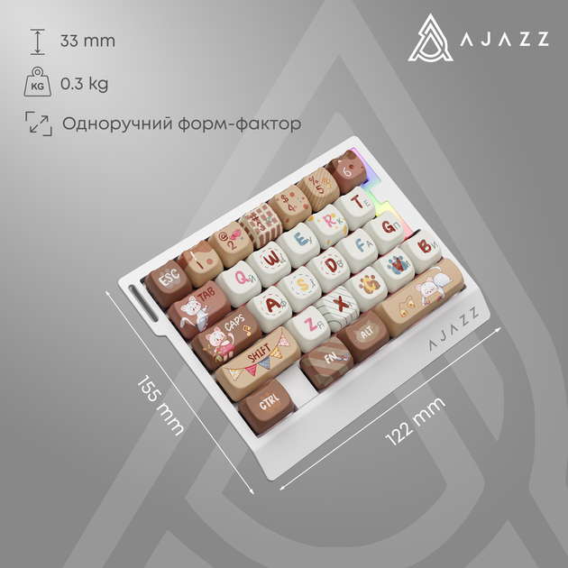 Клавиатура проводная Ajazz AK029 Meow Magnetic Switch USB Beige (AK029-M-Y) - изображение 12