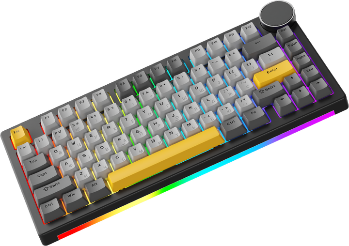 Клавиатура беспроводная Ajazz AK820 V2 Coconut Flake Switch Wireless/Bluetooth/USB Black/Gray/Yellow (AK820-V2-CF-BGY) - изображение 3