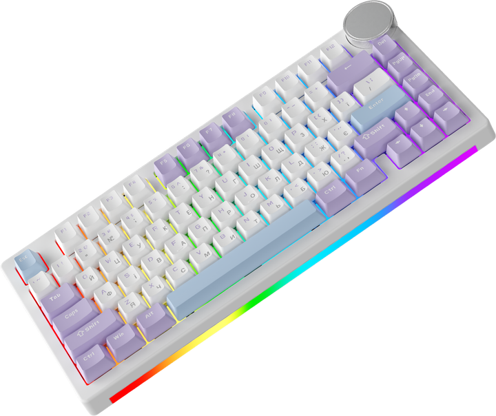 Клавиатура беспроводная Ajazz AK820 V2 Coconut Flake Switch Wireless/Bluetooth/USB Purple/White/Blue (AK820-V2-CF-PWB) - изображение 3