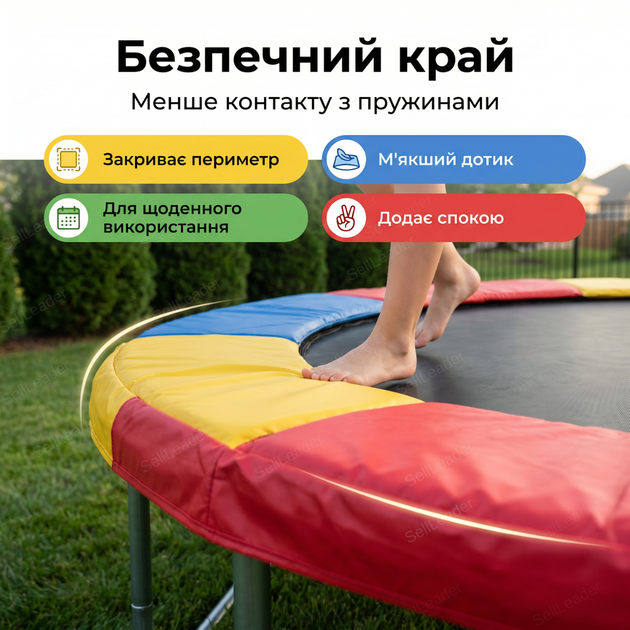 Накидка на пружины мата 404см круглое покрытие для батута бортик защита пружин накидка уф стойкая разноцветная - Фото 3 Накидка на пружины мата 404см круглое покрытие для батута бортик защита пружин накидка уф стойкая разноцветная - изображение 3