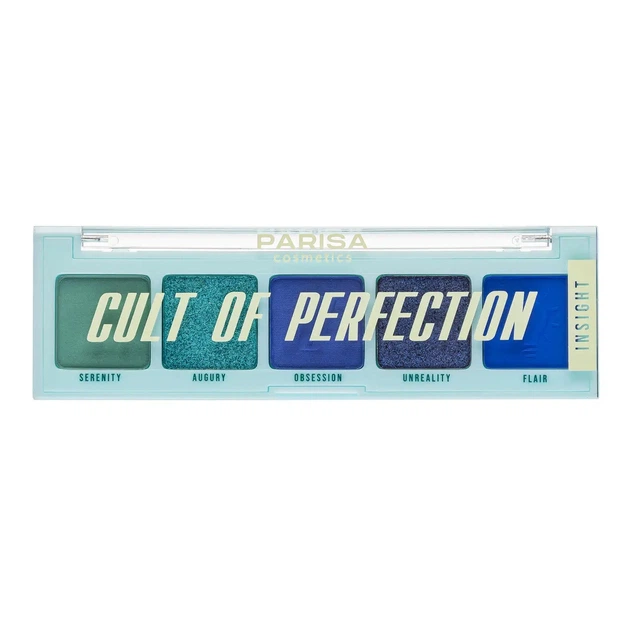 Палітра тіней для повік Parisa E-605 Cult Of Perfection №06 Інсайт Тіффані + Базальтовий + Джинсовий + Морська - изображение 3