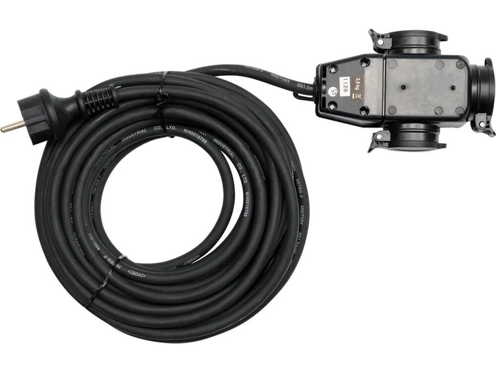 Подовжувач електромережевий l= 20 м, 16 A, 3Gх1,5 mm2, IP44 з розгалужувачем, 3 гнізда YATO (YT-81162) - Фото 1 Подовжувач електромережевий l= 20 м, 16 A, 3Gх1,5 mm2, IP44 з розгалужувачем, 3 гнізда YATO (YT-81162) - зображення 1