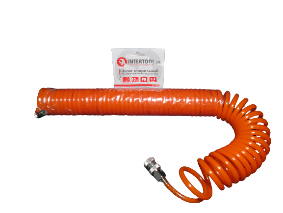 Шланг подкачки INTERTOOL 10м х 6,0 х 8мм, до 15 Атм, штуцерованный, спиральный, полиуретановый (42455) - Фото 1 Шланг подкачки INTERTOOL 10м х 6,0 х 8мм, до 15 Атм, штуцерованный, спиральный, полиуретановый (42455) - изображение 1