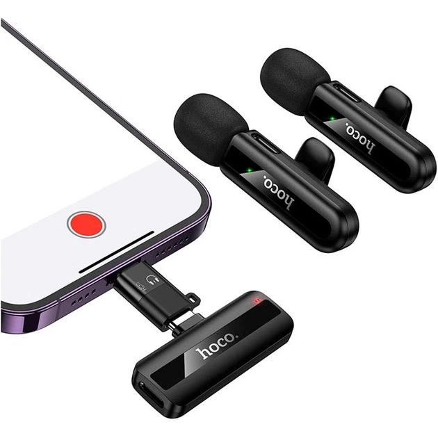 Микрофонная радиосистема Hoco L20A Lightning/USB-C Black (6942007655507) [171194] - изображение 6