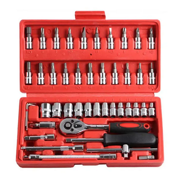 Набор инструментов 46 предметов, PIECE TOOL SET + Кейс / Комплект ключей и отверток для авто и велосипеда - изображение 2