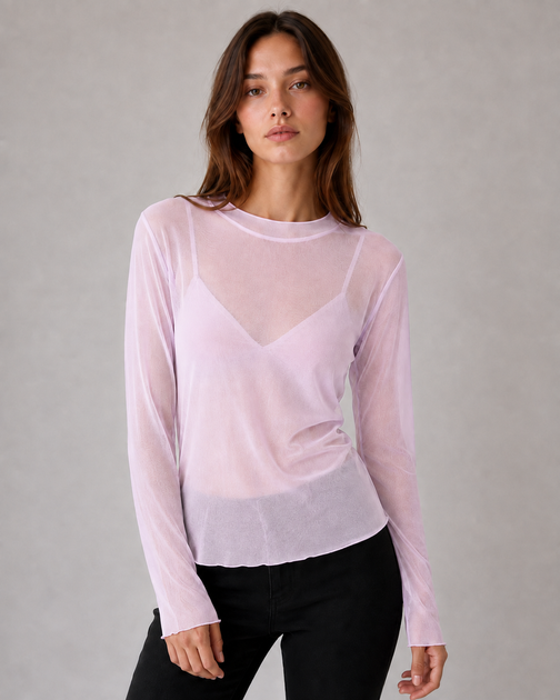 Прозора сітчаста кофтинка лонгслів xs/s фіолетовий (50r040) - Фото 1 Прозора сітчаста кофтинка лонгслів xs/s фіолетовий (50r040) - изображение 1