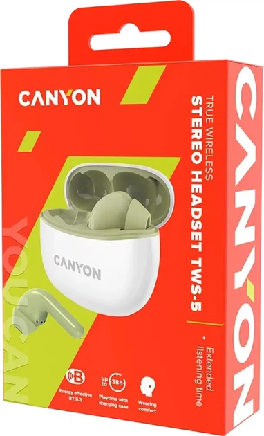 Навушники Canyon TWS-5 Green (CNS-TWS5GR) - Фото 6 Навушники Canyon TWS-5 Green (CNS-TWS5GR) - зображення 6