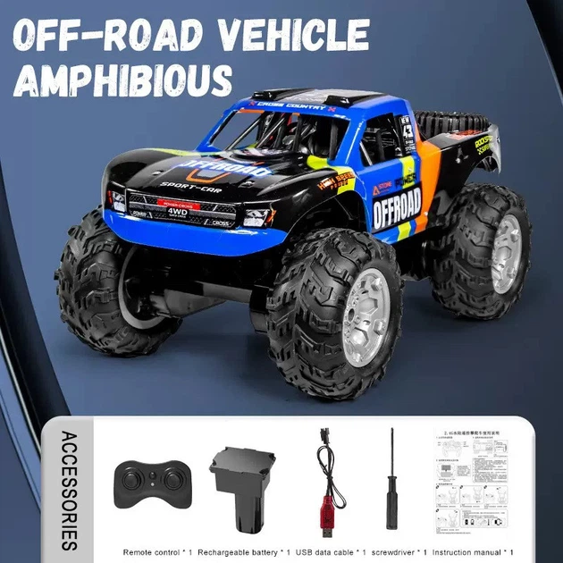 Машинка на радіоуправлінні джип всюдихід OFFROAD MAX амфібія синя 33 см JJRC Q205 - Фото 2 Машинка на радіоуправлінні джип всюдихід OFFROAD MAX амфібія синя 33 см JJRC Q205 - зображення 2