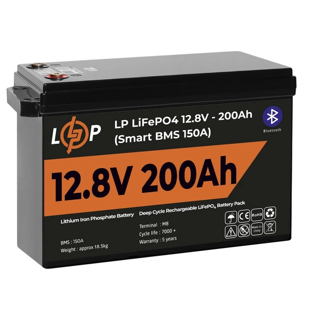 Аккумулятор LP LiFePO4 12V (12,8V) - 200 Ah (2560Wh) (Smart BMS 150А) с BT пластик Уценка - Фото 4 Аккумулятор LP LiFePO4 12V (12,8V) - 200 Ah (2560Wh) (Smart BMS 150А) с BT пластик Уценка - изображение 4