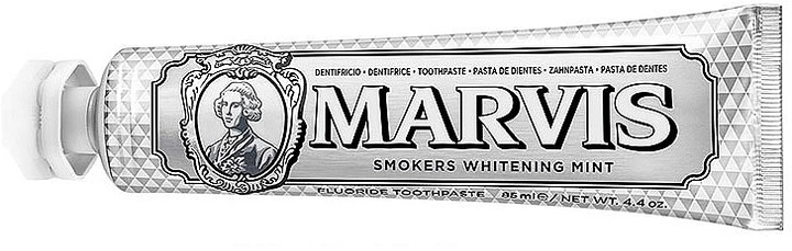 Зубная паста "Отбеливающая мята для курильщиков Marvis Smokers Whitening Mint 25 ml - Фото 2 Зубная паста "Отбеливающая мята для курильщиков Marvis Smokers Whitening Mint 25 ml - изображение 2