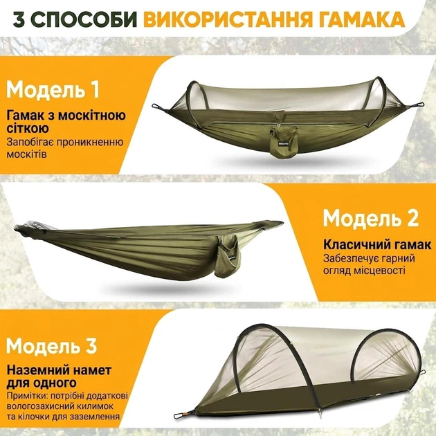 Сверхлегкий туристический гамак для кемпинга NATUREFUN, грузоподъемность 300 кг (275 x 140 см) дышащий нейлоновый парашют 2 x премиальные карабины, 2 x нейлоновые веревки в комплекте. Зеленый - Фото 4 Сверхлегкий туристический гамак для кемпинга NATUREFUN, грузоподъемность 300 кг (275 x 140 см) дышащий нейлоновый парашют 2 x премиальные карабины, 2 x нейлоновые веревки в комплекте. Зеленый - изображение 4