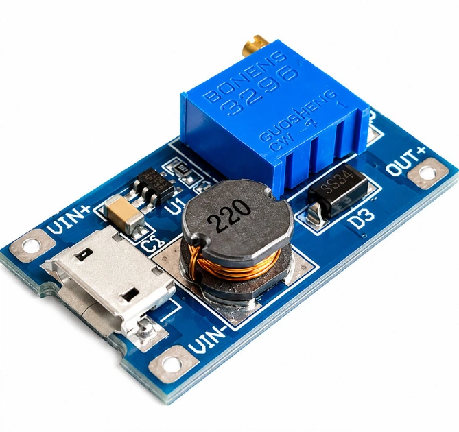 Преобразователь повышающий MT3608 2A DC-DC Micro usb - Фото 2 Преобразователь повышающий MT3608 2A DC-DC Micro usb - изображение 2