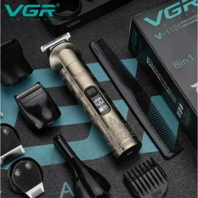 Беспроводная машинка для стрижки волос 8в1, VGR V 110 / Аккумуляторный триммер для бороды - изображение 4