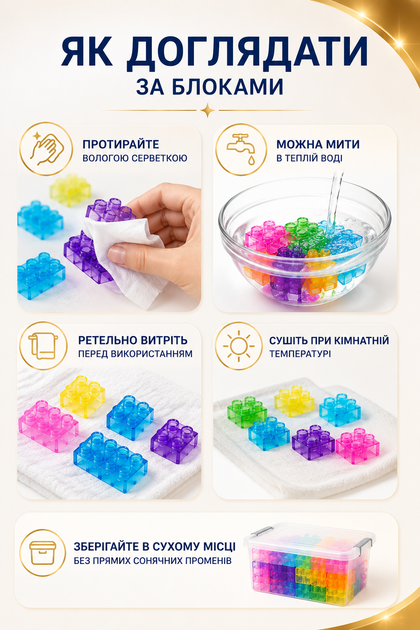 Конструктор из мягкого силикона Magic Gummy Bloc 40 деталей cенсорный конструктор для детей прозрачный блок эластичный разноцветный без острых углов идеальный подарок мальчику девочке - изображение 6