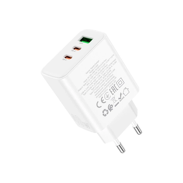Мережевий зарядний пристрій HOCO C126A Pure power PD40W three-port(2C1A) charger - Фото 5 Мережевий зарядний пристрій HOCO C126A Pure power PD40W three-port(2C1A) charger - изображение 5