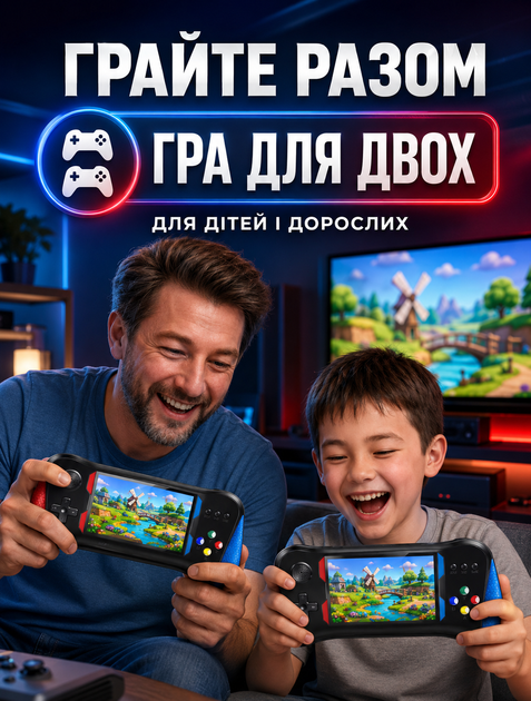 Портативная игровая консоль с геймпадом SUP WOW-X7Mini 500 игр мини ретро приставка с экраном 3.5" - изображение 3